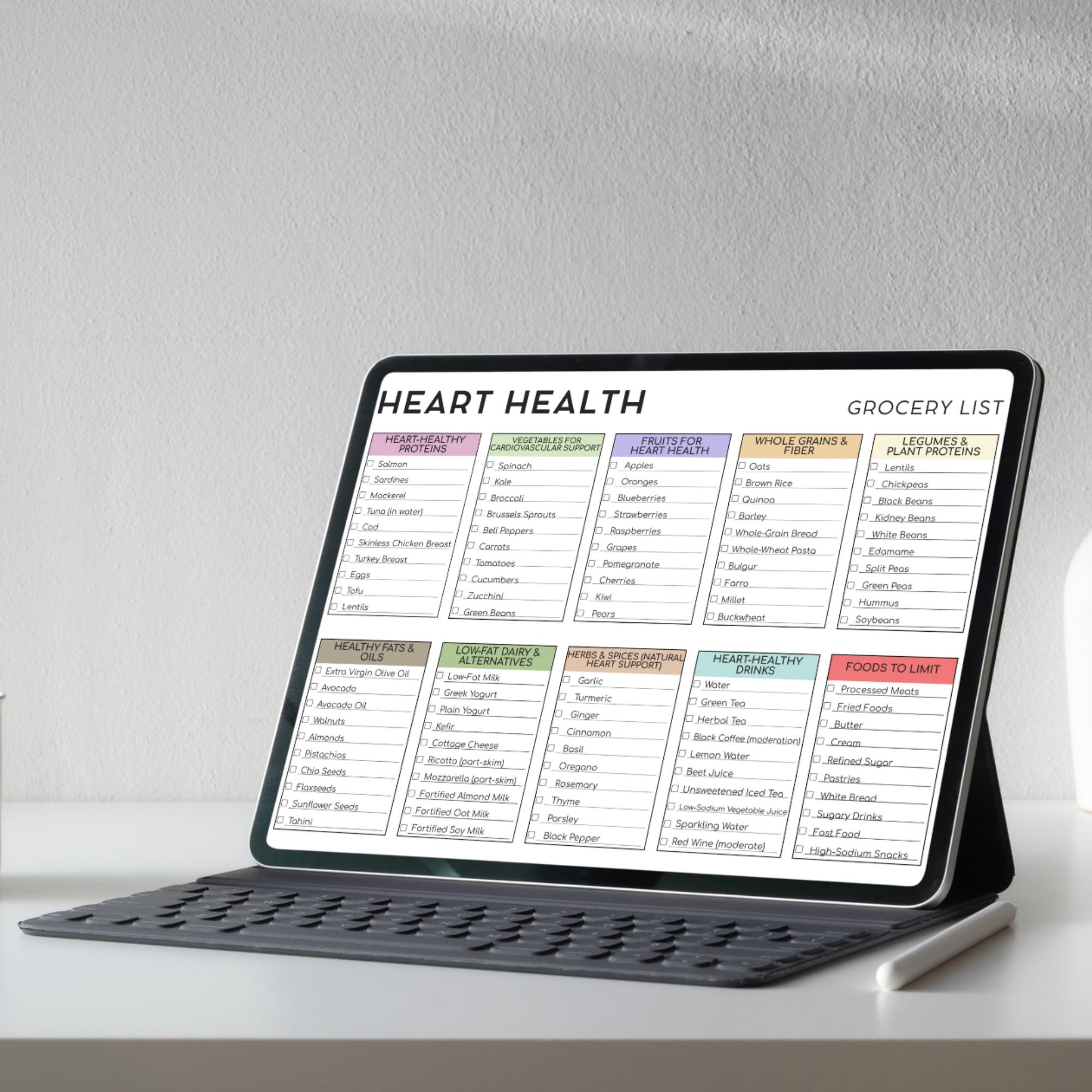 Heart Healthy Grocery List, Printable Grocery, Grocery List PDF, Heart ...