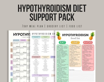 Pacchetto di supporto per la dieta per l'ipotiroidismo, dieta per l'ipotiroidismo, elenco di alimenti per la tiroide, dieta per l'ipotiroidismo, piano alimentare per la tiroide, elenco della spesa per la tiroide