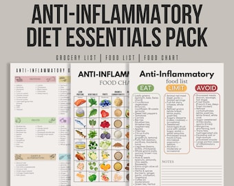 Anti-Inflammatory Diet Essentials Pack, Food List, Food Chart, Healthy Meal, Anti Inflammatory Guide, Grocery List Printable