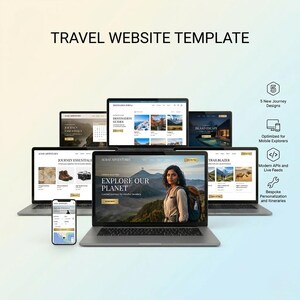 Travel Website Template | Modern Responsive HTML CSS JS (Digital Download)