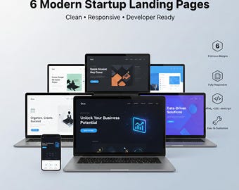 6 Modern Startup Landing Page Templates – Clean, Responsive, Developer Ready HTML/CSS/JS