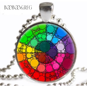 Artist Color Wheel Necklace Artist Gift for Him Her Painter Art Teacher Birthday Christmas Gift Rainbow Abstract Silver Charm Pendant
