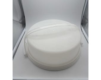 Portatartas Tupperware redondo con asa, estilo vintage, 12.5 x 4 pulgadas.