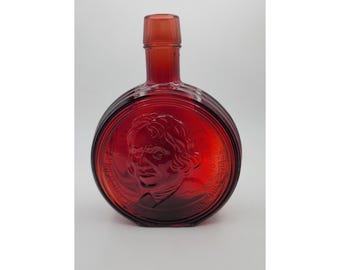 Wheaton  Presidential Decanter Thomas Jefferson First Edition Bottle Ruby Red