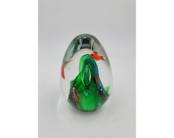 Vintage Beautiful Glass Aquarium 3.5" GoldFish Paper Weight OvalShape