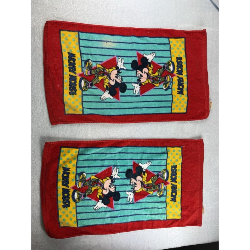Juego de toallas de baño vintage de Mickey Mouse de Disney, toalla de mano Franco y paño de lavado, 6 piezas. imagen 11
