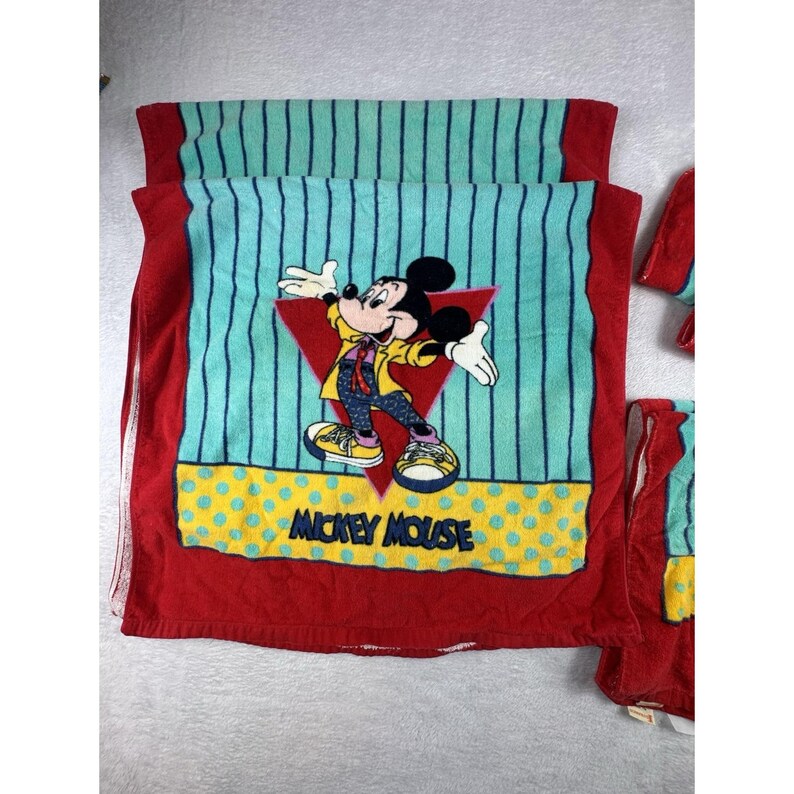 Juego de toallas de baño vintage de Mickey Mouse de Disney, toalla de mano Franco y paño de lavado, 6 piezas. imagen 2