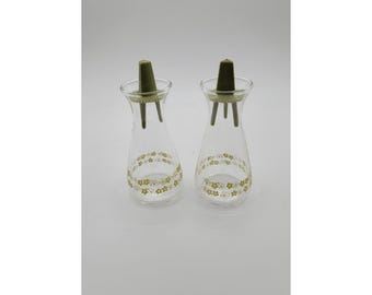 Salero y pimentero Pyrex vintage "Verde Flor de Primavera" - "Margarita Loca"