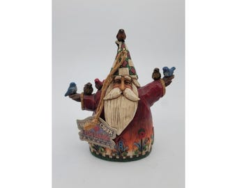 Vtg Santa Claus Ornament / Decoration Birds, Jim Shore, Heartwood Creek, Enesco
