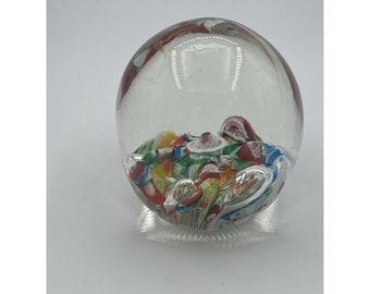 Pisapapeles de vidrio soplado, estilo vintage de Norleans, Japón, con burbujas Millefiori multicolor.
