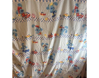 Vintage Blues Clues Flat Sheet Full Size EXCELLENT condition Fireman Cars