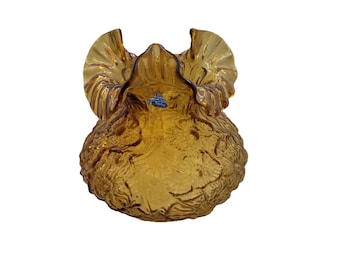 Vintage Fenton Poppy Rose Amber Glass Student Lamp Shade