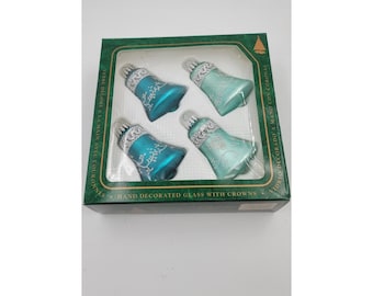 Vintage Christmas by Krebs Ornaments Hand Decorated Glass With Crowns Mint
