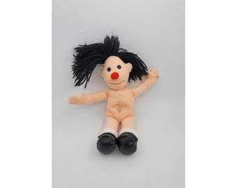 9" Molly Doll The Big Comfy Couch Plush Clown LOVED Red Nose Black Yarn Hair