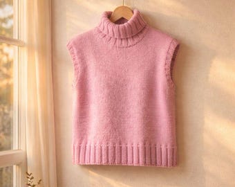 Breipatroon PDF truivest | Chunky slip-over met col | Gilet van angorawol | Mouwloze damestop + patroon SURPRISE GIFT