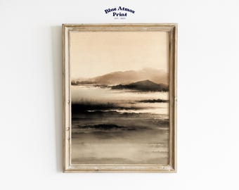 Wabi Sabi Landscape Art, Neutral Japandi Design (Digital Download)
