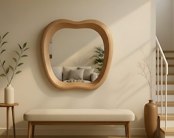 Oak Irregular Mirror – Asymmetric Organic Wall Decor