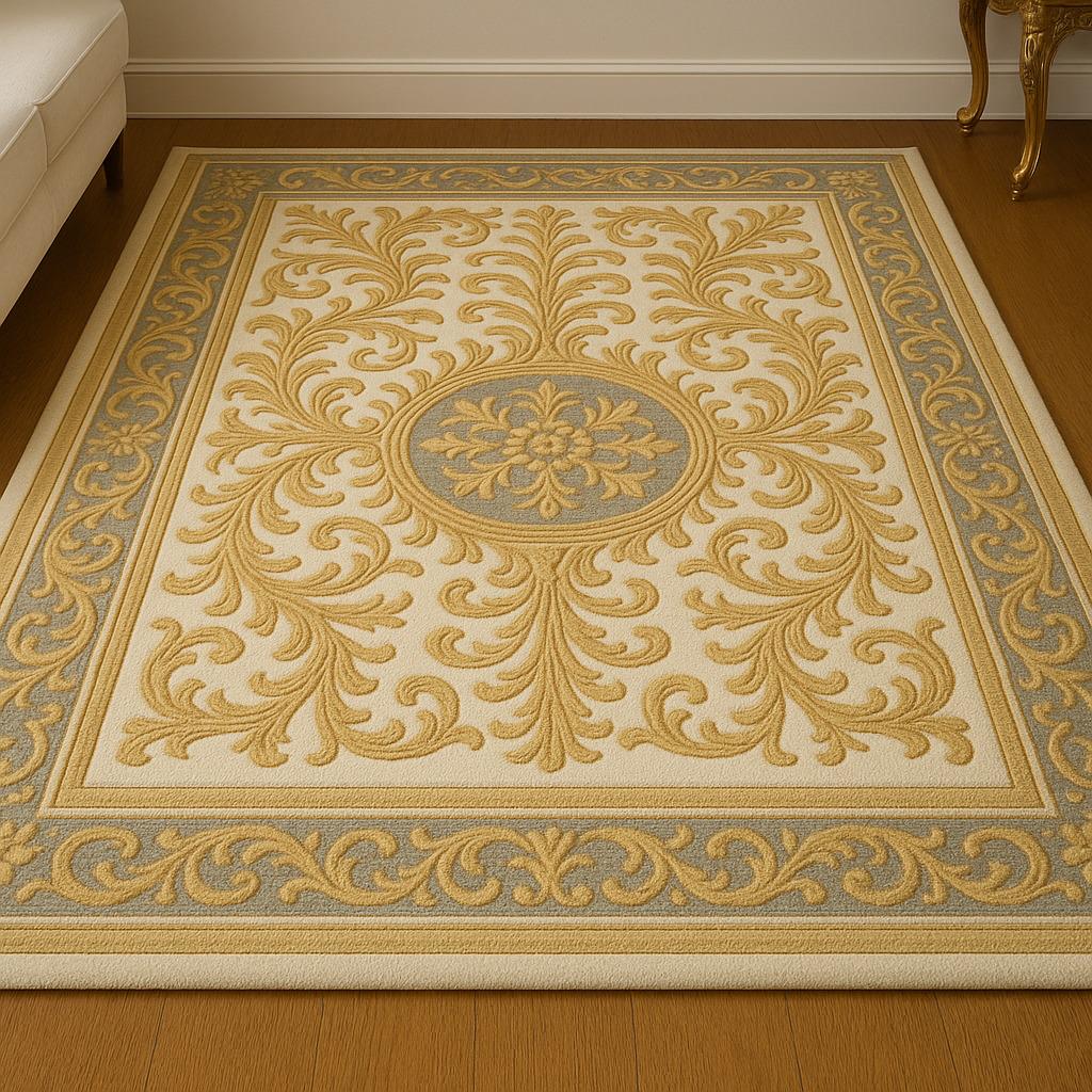 Baroque Area Rug • Elegant Gold Floral Medallion Carpet - Etsy