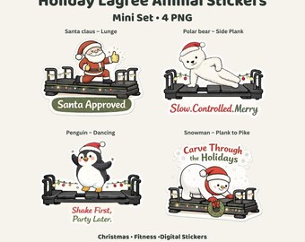 Holiday Lagree Animal Stickers – Fitness Planner Stickers (Digital Download), Mini Set 2