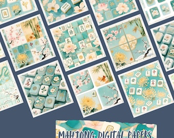 carreaux orientaux floraux|mahjong|PNG|papiers numériques|artisanat en papier pour scrapbooking| sublimation | coupe soignée