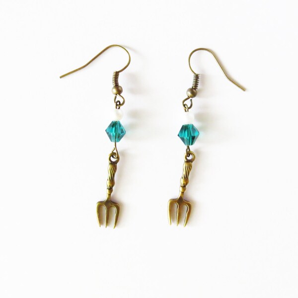 The Little Mermaid Inspired Dinglehopper Earrings Fork Pearl
