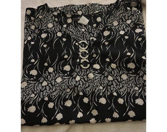 Blusa Cocomo para mujer, talla XL, color negro marfil, con estampado floral y anillo de diamantes de imitación, estilo bohemio, inspirada en los años 2000