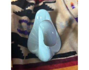 Vintage Blue Swan Milk Glass Mid Century MCM Decor 6"