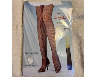 Medias de rejilla Sophia, talla Queen, blancas, nuevas