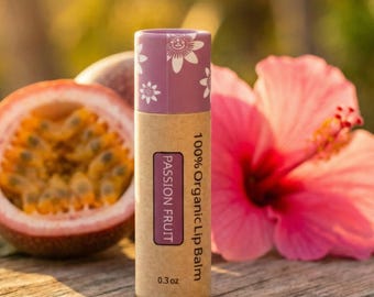 Passion Fruit Organic Lip Balm | Tropical Fruit Chapstick | All Natural Beeswax & Shea Butter | Sweet Lip Care for Dry Lips