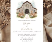 Boho Country Barn Wedding Invitation Template, Editable Ranch Western Wedding Announcement, Rustic Farm Cowboy Wedding, Wildflowers Invite