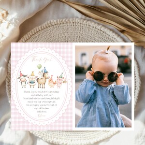 Pink Oink Baa Moo Turning Two Girl Barnyard Birthday Invitation Template, Editable Farm Animals Gingham Country Second Birthday Invite 15 image 12