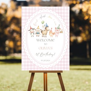 Pink Oink Baa Moo Turning Two Girl Barnyard Birthday Invitation Template, Editable Farm Animals Gingham Country Second Birthday Invite 15 image 11