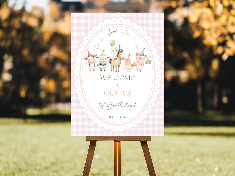 Pink Oink Baa Moo Turning Two Girl Barnyard Birthday Invitation Template, Editable Farm Animals Gingham Country Second Birthday Invite 15 image 11