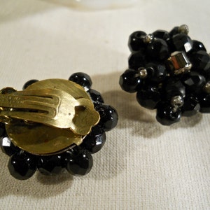 West Germany Black Glass Clip On Earrings image 3