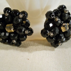 West Germany Black Glass Clip On Earrings image 2