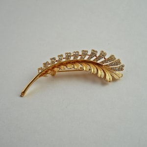 Pave Set Rhinestone Feather Brooch. image 2