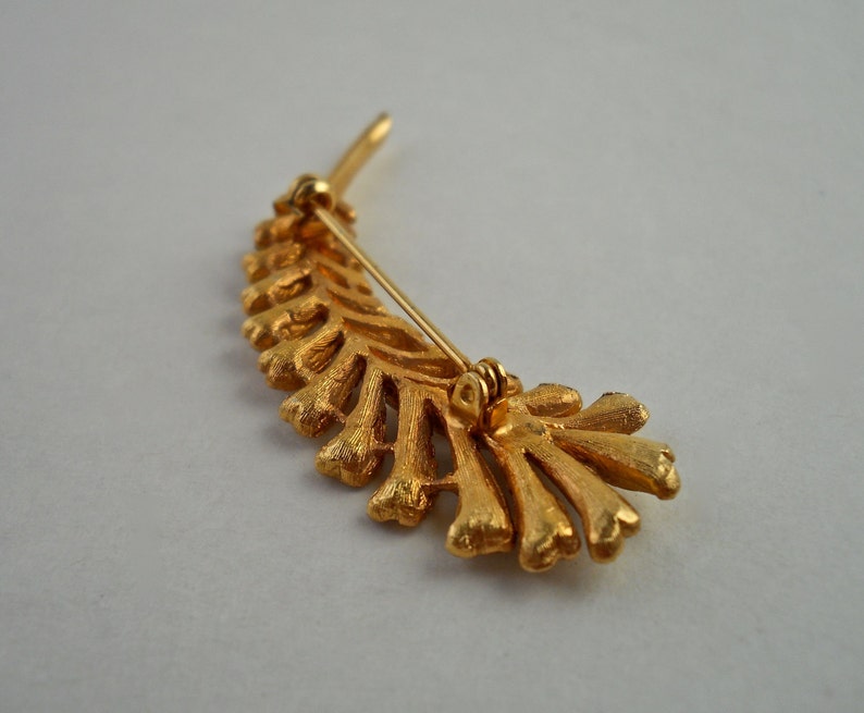 Pave Set Rhinestone Feather Brooch. image 3