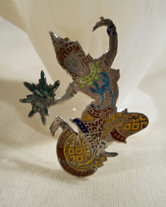 Siam Sterling Enamel Brooch