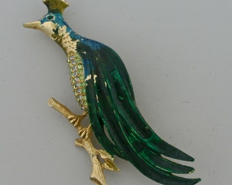 Broche Paon Vert Baroque Rococo Bijou - Montres & Bijoux