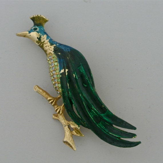 Weiss Peacock Brooch. - image 1