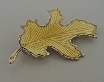 Enamel Oak Leaf Brooch.