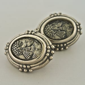 Linda Levinson Roman Coin Oval Clip-On Earrings.