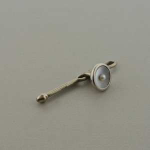 Diana 10k White Gold Mother of Pearl Fresh Water Pearl Tuxedo Shirt Stud.