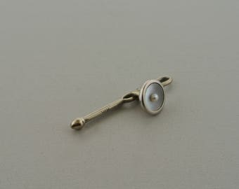 Diana 10k White Gold Mother of Pearl Fresh Water Pearl Tuxedo Shirt Stud.