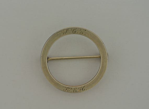 1 20 12k White Gold Filled Circle Brooch. - image 3