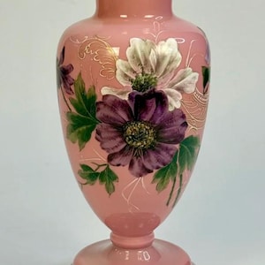 Opaline Glass Painted Vase
