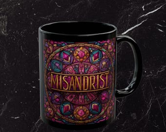 Stained Glass Misandrist Goth Mug | Black Ceramic Coffee Mug