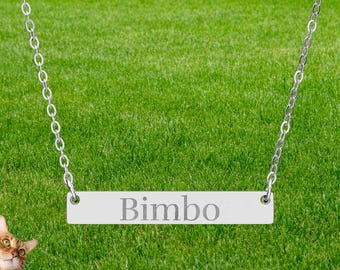 Engraved Horizontal Bar Necklace | Stainless Steel, Personalized Gift