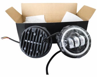 Daymaker Honda C70 Round LED Projector Headlight with DRL Ring | Universal Motorcycle Headlamp
