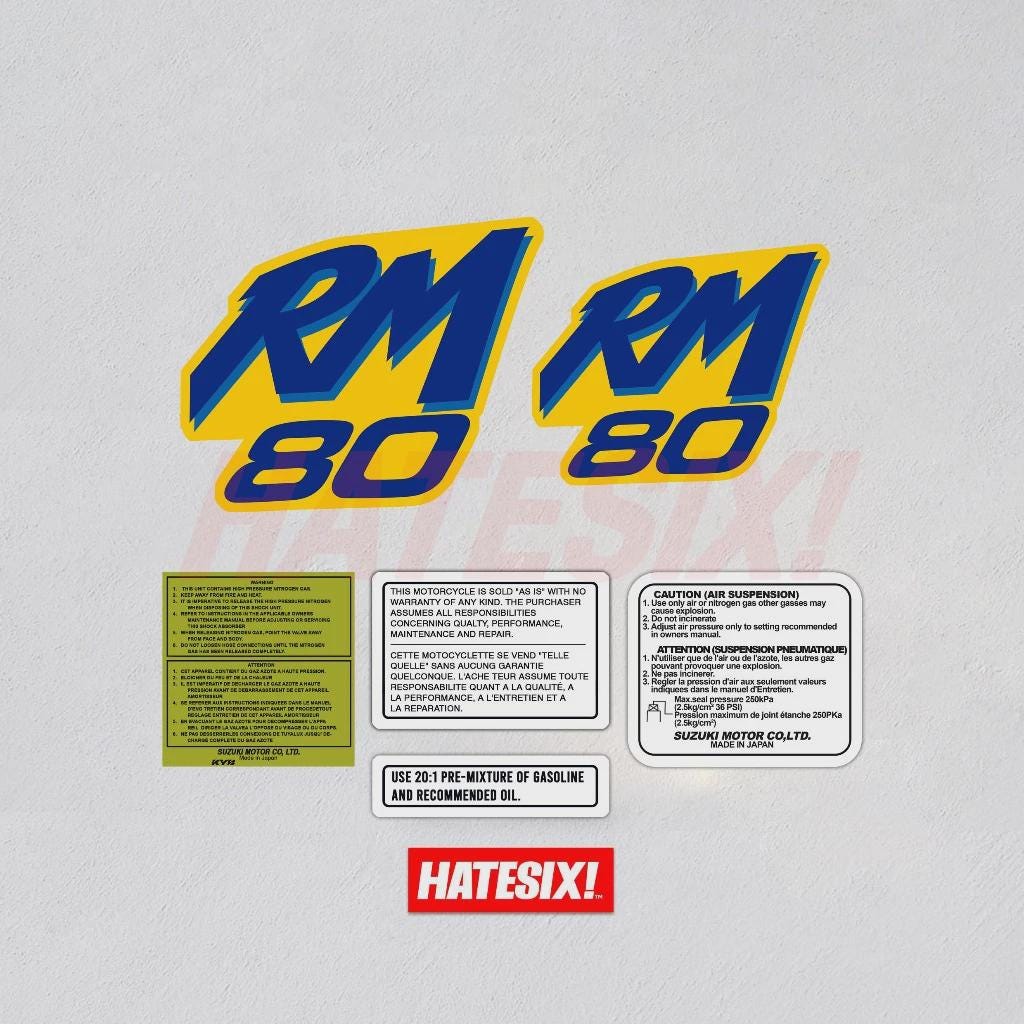 Suzuki RM 80 Decal Kit – Vintage Motocross Graphics Set, RM80